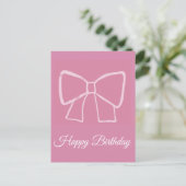 Pink Bow Happy Birthday Briefkaart (Staand voorkant)