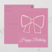 Pink Bow Happy Birthday Briefkaart (Voorkant / Achterkant)