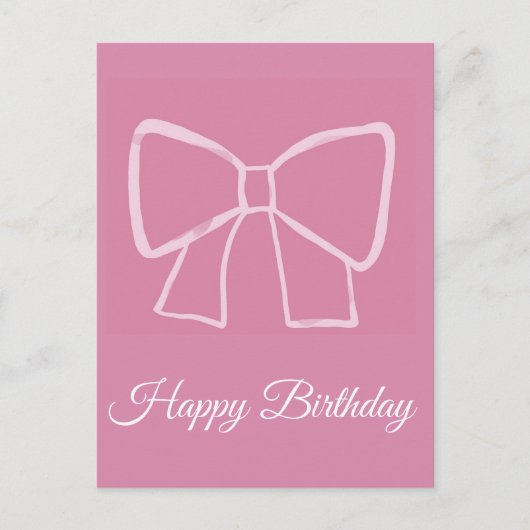 Pink Bow Happy Birthday Briefkaart (Voorkant)