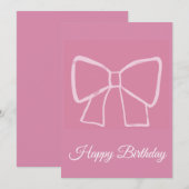 Pink Bow Happy Birthday Kaart (Voorkant / Achterkant)