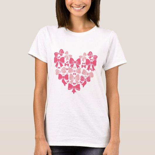 Pink Bow Heart Aesthetic Coquette Design T-shirt (Voorkant)