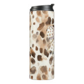 Pink Bow Heart Leopard Thermosbeker (Gedraaid links)
