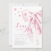 Pink Bow Hearts Bruids Douche Uitnodiging (Voorkant)