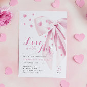 Pink Bow Hearts Bruids Douche Uitnodiging