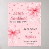 Pink Bow Hearts Valentijn Sweetheart Welkom Poster (Voorkant)