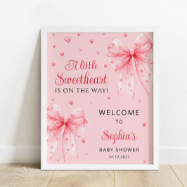 Pink Bow Hearts Valentijn Sweetheart Welkom Poster