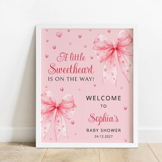 Pink Bow Hearts Valentijn Sweetheart Welkom Poster