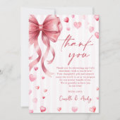 Pink Bow Hearts Valentines Baby Shower Bedankkaart (Voorkant)