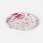 Pink Bow Hearts Valentines Baby Shower Papieren Bordje (Gekanteld)
