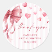 Pink Bow Hearts Valentines Baby Shower Ronde Sticker (Voorkant)