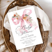 Pink Bow Herfst Floral Baby shower Kaart