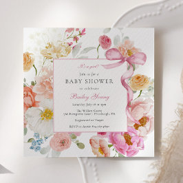 Pink Bow Het is een Girl Wildflower Baby shower Kaart
