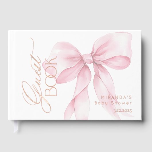 Pink Bow Het is een meisje Baby meisje Douche Gastenboek (Voorkant)