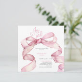 Pink Bow Het is een meisje Baby shower Kaart (Staand voorkant)