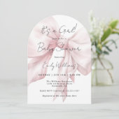 Pink Bow Het is een meisje Baby shower Kaart (Staand voorkant)