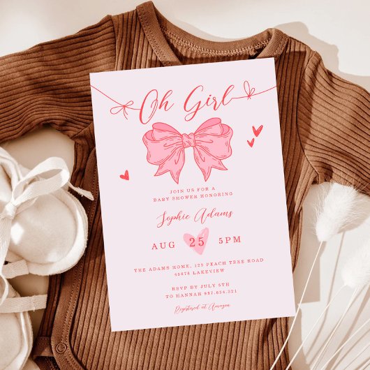 Pink Bow Het is een meisje Baby shower Kaart