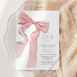 Pink Bow Het is een meisje Baby shower Kaart