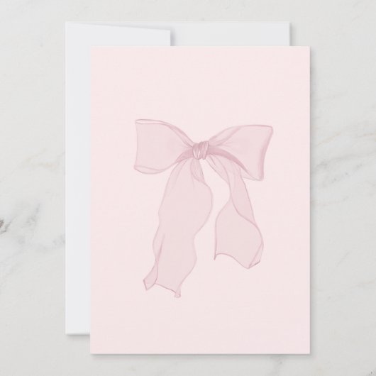 Pink Bow Het is een meisje Baby shower Kaart (Achterkant)