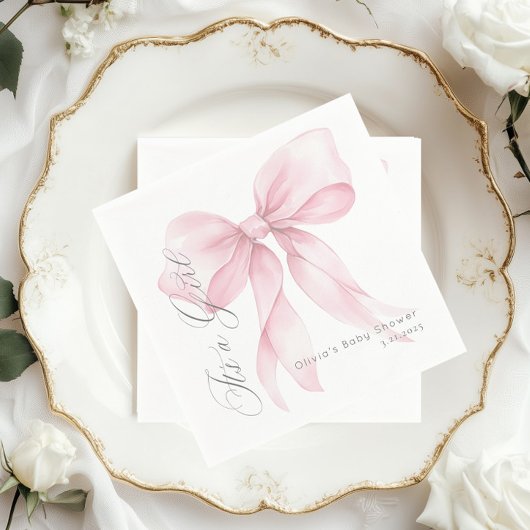Pink Bow Het is een meisje Baby shower Servet