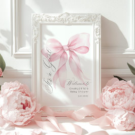 Pink Bow Het is een meisje Baby shower Welkom Poster