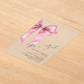 Pink Bow Het is een meisje elegant Baby shower Acryl Uitnodigingen (Laagn)
