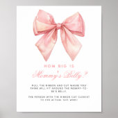 Pink Bow Hoe groot is mama's buik Baby shower spel Poster (Voorkant)