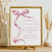 Pink Bow Hoe groot is mama's buik Baby shower spel Poster
