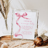 Pink Bow Hoe groot is mama's buik Baby shower spel Poster