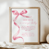 Pink Bow Hoe groot is mama's buik Baby shower spel Poster