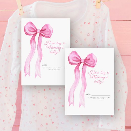 Pink Bow Hoe groot is mama's buik spel Informatiekaartje