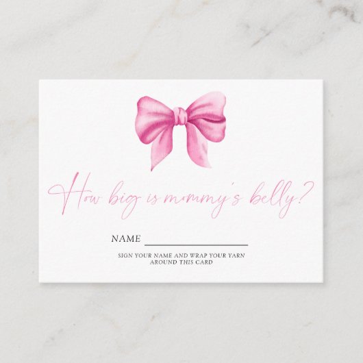 Pink Bow Hoe groot is mama's buik spel Informatiekaartje (Voorkant)