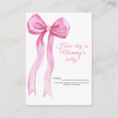 Pink Bow Hoe groot is mama's buik spel Informatiekaartje (Voorkant)