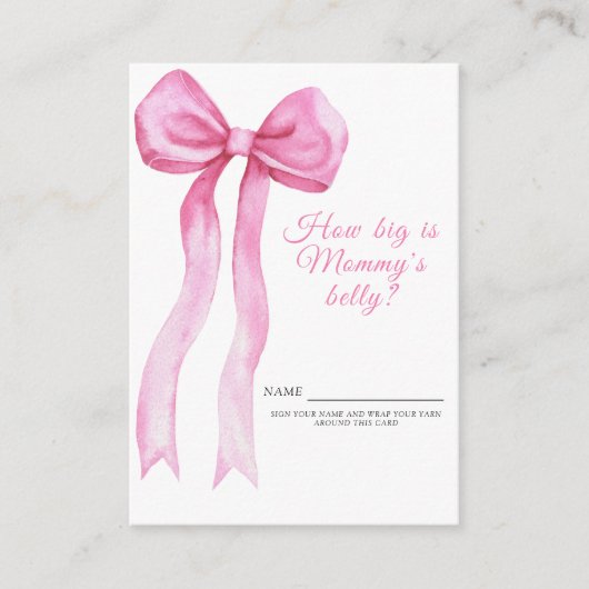 Pink Bow Hoe groot is mama's buik spel Informatiekaartje (Voorkant)
