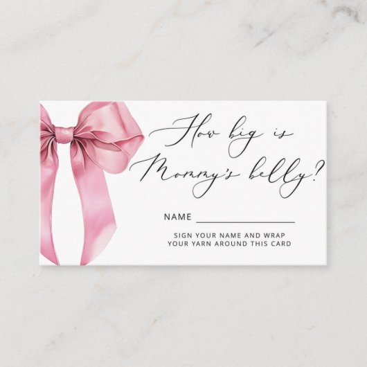 Pink Bow Hoe groot is mama's buikspel Informatiekaartje (Voorkant)