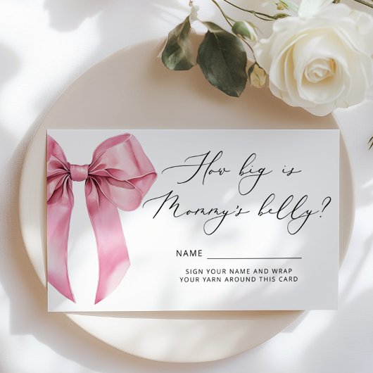 Pink Bow Hoe groot is mama's buikspel Informatiekaartje