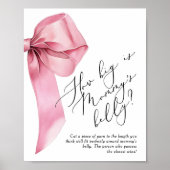 Pink Bow Hoe groot is mama's buikspel Poster (Voorkant)