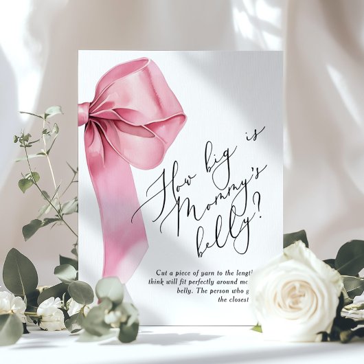 Pink Bow Hoe groot is mama's buikspel Poster