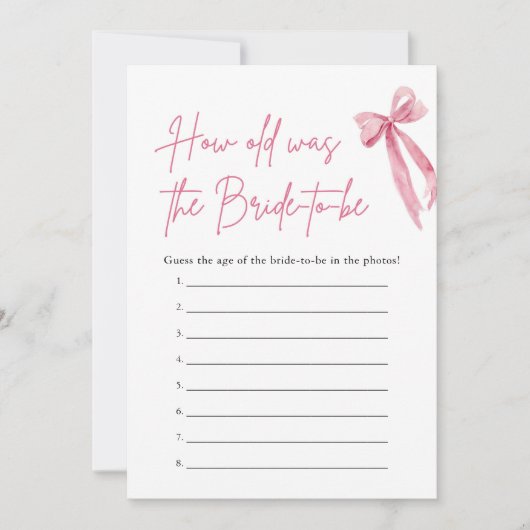 Pink Bow Hoe oud was het bruid Vrijgezellenfeest s Kaart (Voorkant)