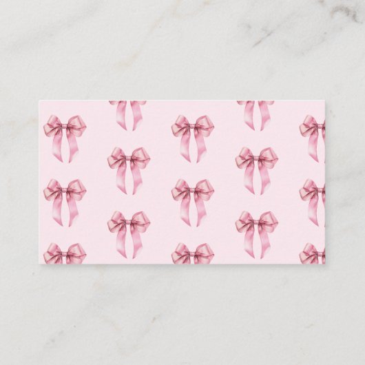 Pink Bow Hoeveel bogen Baby shower spel Informatiekaartje (Achterkant)