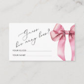 Pink Bow Hoeveel bogen Baby shower spel Informatiekaartje (Voorkant)