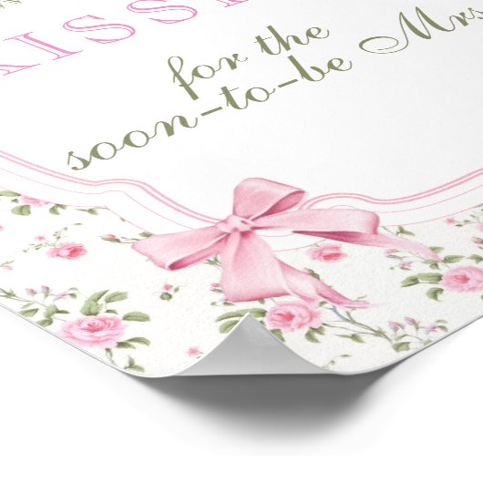 Pink Bow Hoeveel Kisses Vrijgezellenfeest spel Poster (Hoek)