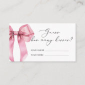 Pink Bow Hoeveel kussen vrijgezellenfeest spel Informatiekaartje (Voorkant)