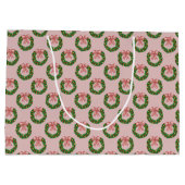 Pink Bow Holiday Wreath Groot Cadeauzakje (Achterkant)