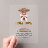 Pink Bow Holy Koe Western Cowgirl Vrijgezellenfees Acryl Uitnodigingen (Insitu (Draagbaar))