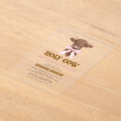 Pink Bow Holy Koe Western Cowgirl Vrijgezellenfees Acryl Uitnodigingen (Laagn)