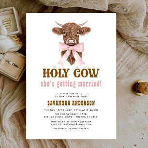 Pink Bow Holy Koe Western Cowgirl Vrijgezellenfees Kaart