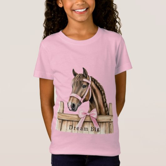 Pink Bow Horse  T-shirt (Voorkant)