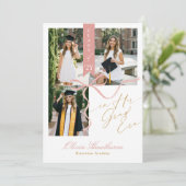 Pink Bow In Her Grad Era Elegant Photo Graduation Kaart (Staand voorkant)