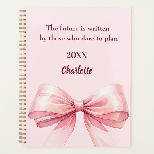 Pink bow inspirational quote 2026 planner (Voorkant)