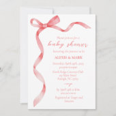 Pink Bow Invitation voor Baby shower Kaart (Voorkant)